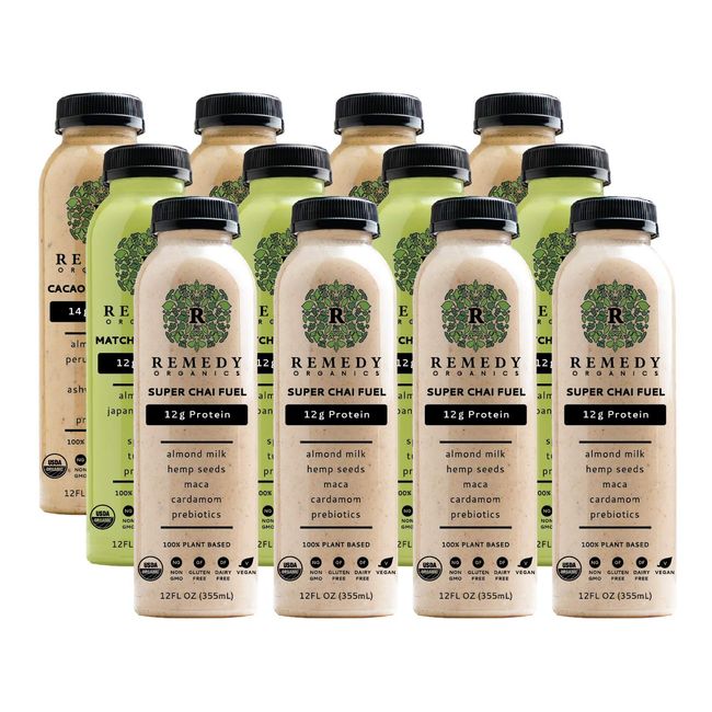 Remedy Organics Protein Variety 12-Pack | Plant Based Protein Shakes, Ready to Drink | USDA Organic, Gluten Free, Dairy Free, Soy Free