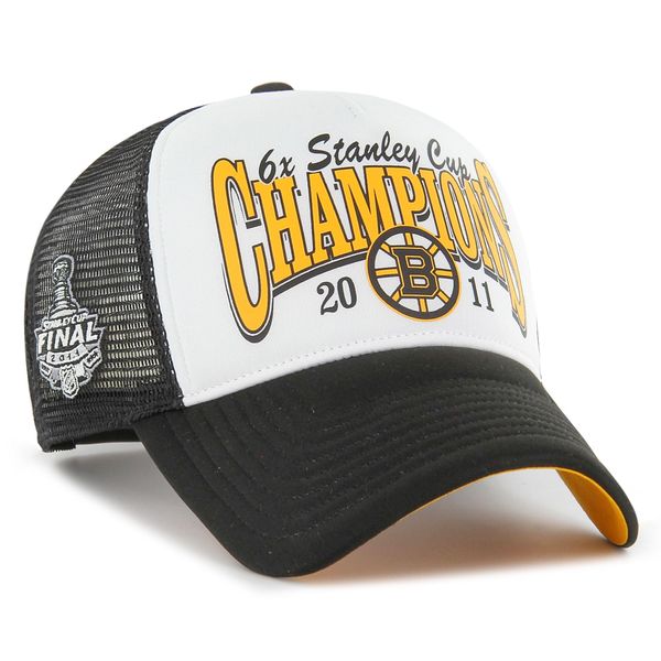47 Boston Bruins Brand Vintage Stanley Cup Champs Trucker Cap White/Black, white black