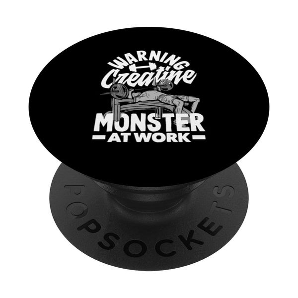 Creatine Monohydrate Monster At Work Funny Supplement PopSockets Swappable PopGrip