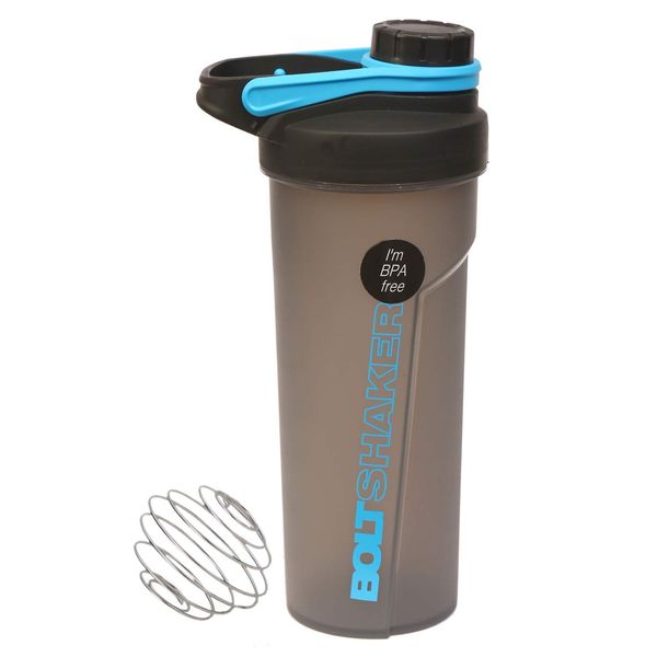 700 ML Protein Shaker Bottle, Shaker With Stainless Steel Mixer Ball, Plastic Leakproof Sports Water Bottle, Drinking Bottle Secure Flip Flap Cap, For Fitness Sports Gym & Travel (Bolt Blue)