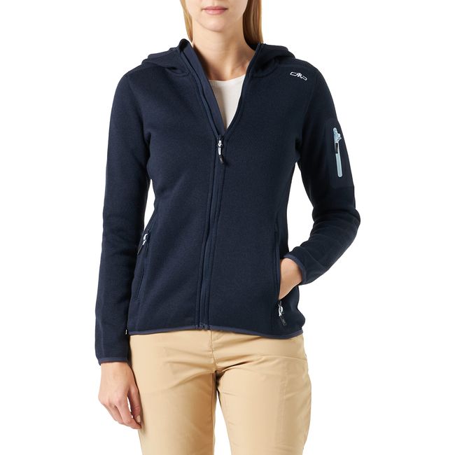 CMP - Damen-Knit-Tech-Jacke mit Fester Kapuze, B. Blau-Kristallblau, 50