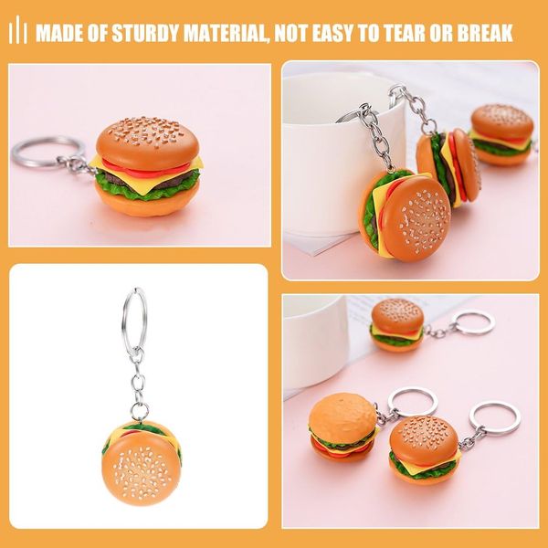 Women Men Simulation Cheeseburger Pendant Key Chain Key Ring Pendant Hamburger Handmade Jewelry for Hanging on Bag Key Women's Novelty Keychains Accessories Keyrings, Keychains and Charms