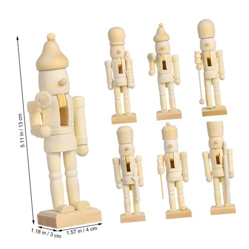BESTOYARD Set of 12 Christmas Unfinished Nutcracker Figures, Blank DIY Wooden Nutcracker, Unpainted Walnut Soldier Ornament for Home Decor, Kids Craft, Holiday Arts Project Ornaments