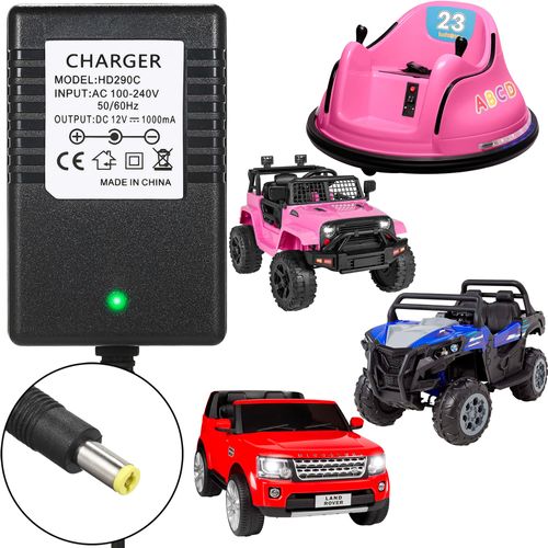12v Battery Charger for Kids Ride on Car - 12V 1000mA Charger for Kidzone Bumper Car, Charger for Best Choice Products Jeep,Class 2 Power,12v Battery Charger for Kids Electric Car Toys