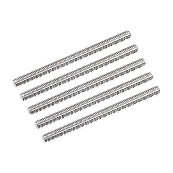 uxcell Full Thread Rod, Right Threaded Rod, Rod Stud 304 Stainless Steel, M6 x 90mm, 0.04 inch (1 mm) Thread Pitch, 5 Pieces