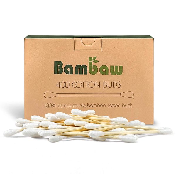 400 Bamboo Cotton Buds | Q Tips | Ear Sticks | Cotton Swab | Wooden Cotton Bud | Eco Friendly Cotton Buds| Ear Buds Cotton | Biodegradable Cotton Buds | Bamboo Earbuds | Wooden Ear Buds | Bambaw