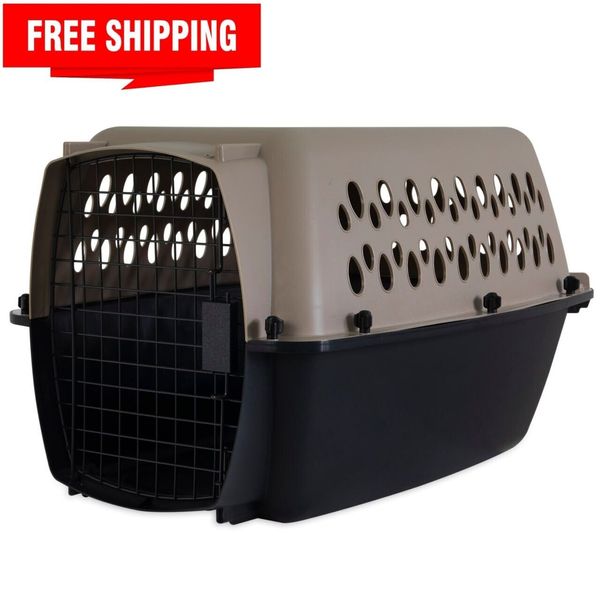 Petmate® Vari Plastic Travel Dog Kennel 24" Small Crate for Pets 10-20 lbs, Taup