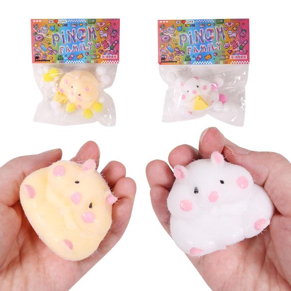 2pcs Squishy Hamster Cat Squishy Squeeze Toys,Cute Soft Cat Paws Squishy Toys,Stress Relief Squishies for Kids Party Favors, Pinch Family, Fidget Toys Squishy Suitable Adults Kids Big White