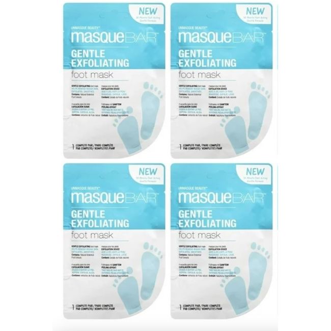 4 Pack Unmasque Beauty Masque Bar Gentle Exfoliating Foot Mask, 1 Pair