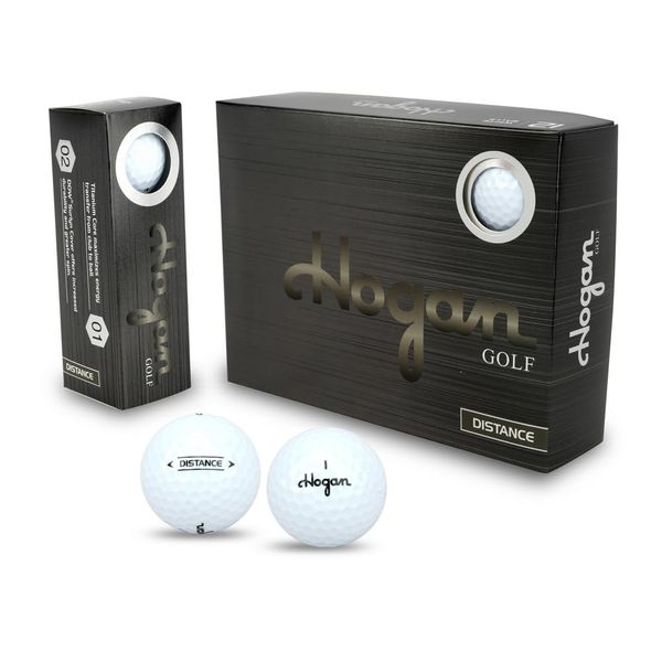 HOGAN Distance 2 Piece Golf Balls, 12 Pack, White