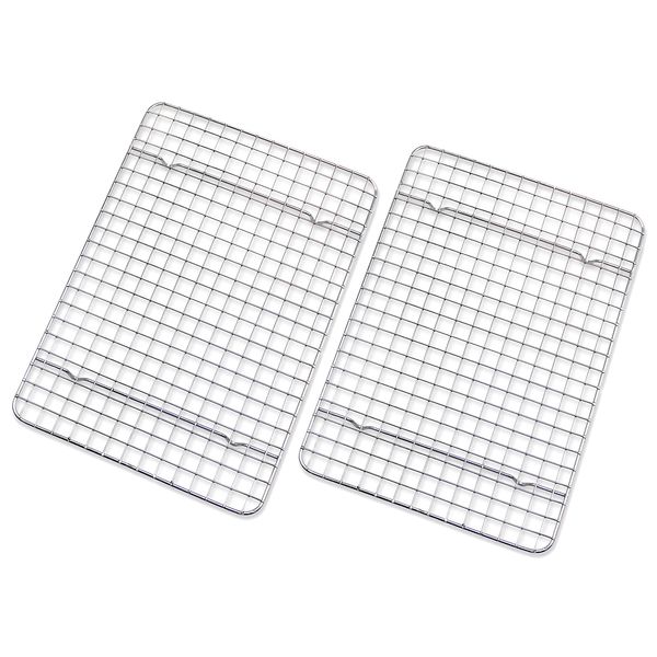 Checkered Chef Cooling Rack - Set of 2 Stainless Steel, Oven Safe Grid Wire Cookie Cooling Racks for Baking & Cooking - 8” x 11 ¾"