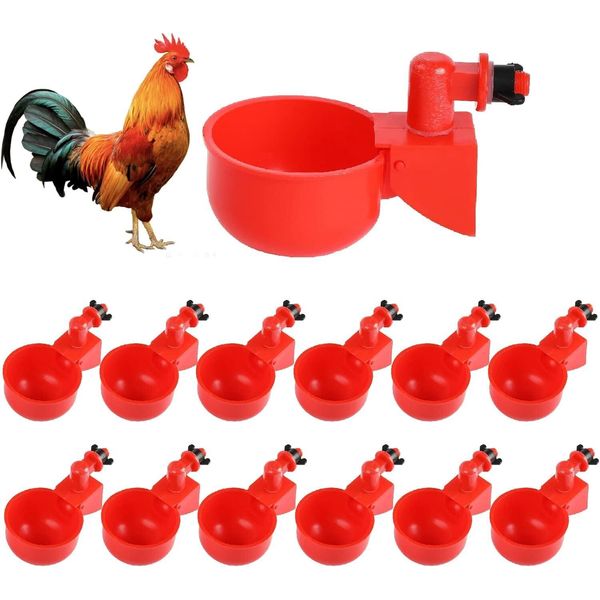 12PCS Chicken Automatic Watering Cups Drinker Waterer for Duck Quail Hen Poultry