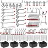 114 pcs Pegboard Hooks Assortment with Metal Hooks Sets, Pegboard Bins, Peg Locks for Organizing Storage System Tools