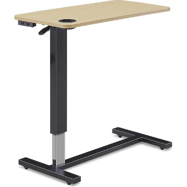 DW-1208A Bed Table, Drink Holder, Scratch Resistant, Melamine Top, Side Table, Nursing Care Table, Elevating Side Table, Nursing Support, For Electric Beds, Elevating Type, With Casters, Cup Holder,