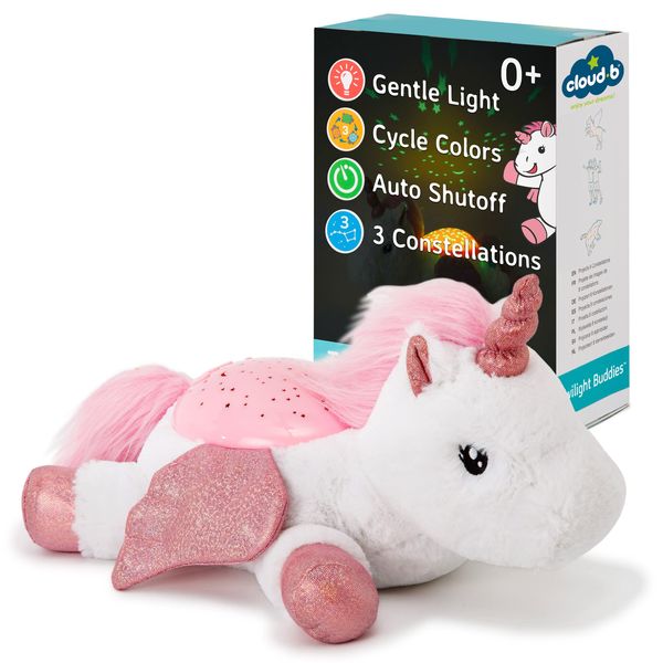 Cloud b Calming Nightlight Star Projector | Gentle Brightness | 3 Colors | 3 Constellations | Auto-Shutoff | Unicorn w/ Wings