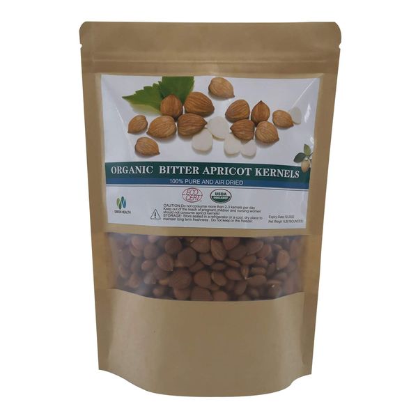 Natural Raw Bitter Apricot Kernels 16oz, Organic USDA Certified Bitter Apricot Seeds 1LB