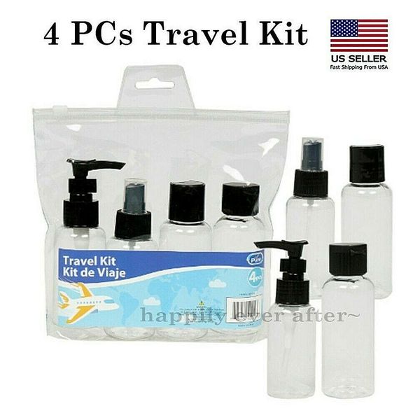 4 PCs Empty Bottle Set, Carry On Travel Bottles, Plastic Bottle & Jar *US SELLER