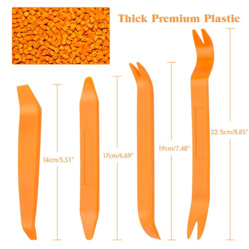 KLTECH 4Pcs Auto Door Clip Panel Trim Removal Tool Kits Thick Plastic Car Tools for Car Dash Radio Audio Installer Pry Tool with Paper Box