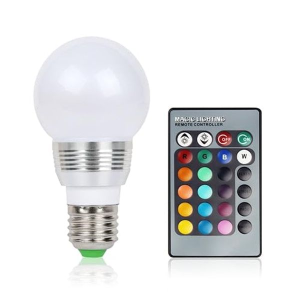 [Pack of 2] 16 Colors Change LED Bulbs E27 3W RGB Dimmable Mood Lighting Lamp IR Remote Control