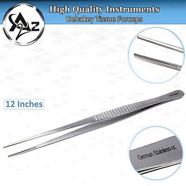 Dental Surgical Serrated DeBakey Tissue Forcep 12" Atraumatic Dissecting Tweezer