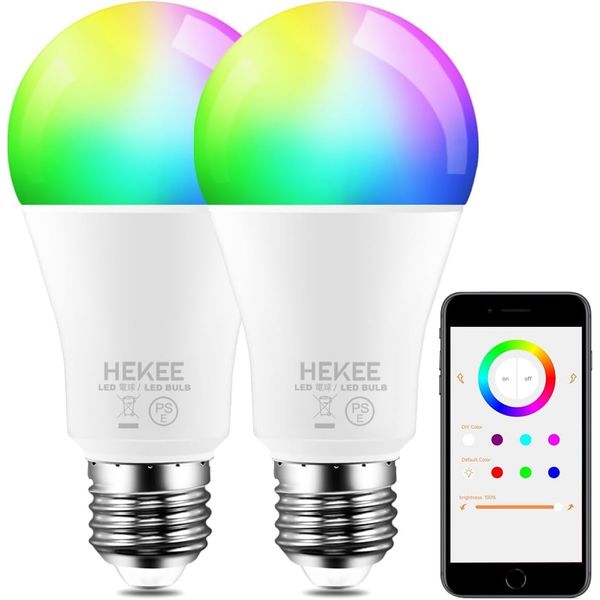 HEKEE LED Smart Bulb, E26 Base, 100W Equivalent(12W) 1520LM, Alexa Compatible, RGBWW, 2700K, 16 Million Colors, Torchiere Lighting (Pack of 2)