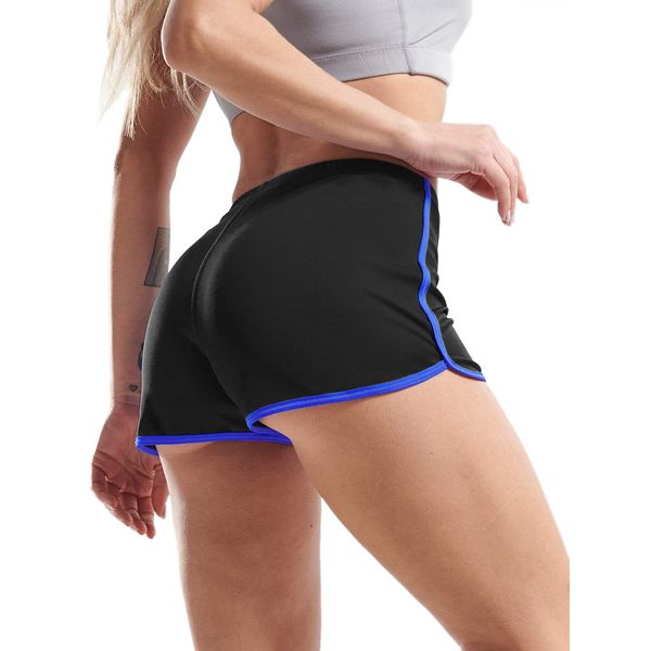 CADMUS Hot Summer Shorts for Women Sexy Booty Shorts for Beach Volleyball, 2301, Black (Blue),Small