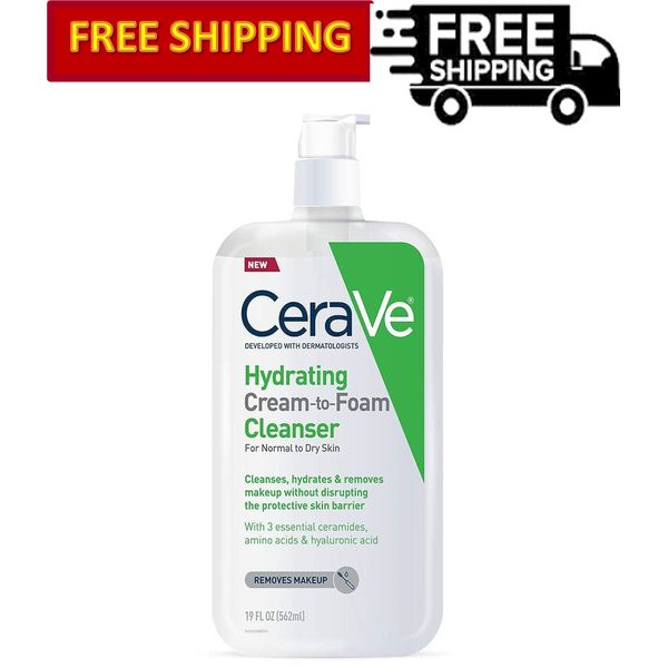 CeraVe Hydrating Cream-to-Foam Cleanser, Makeup Remover & Face Wash - 19 Fl Oz