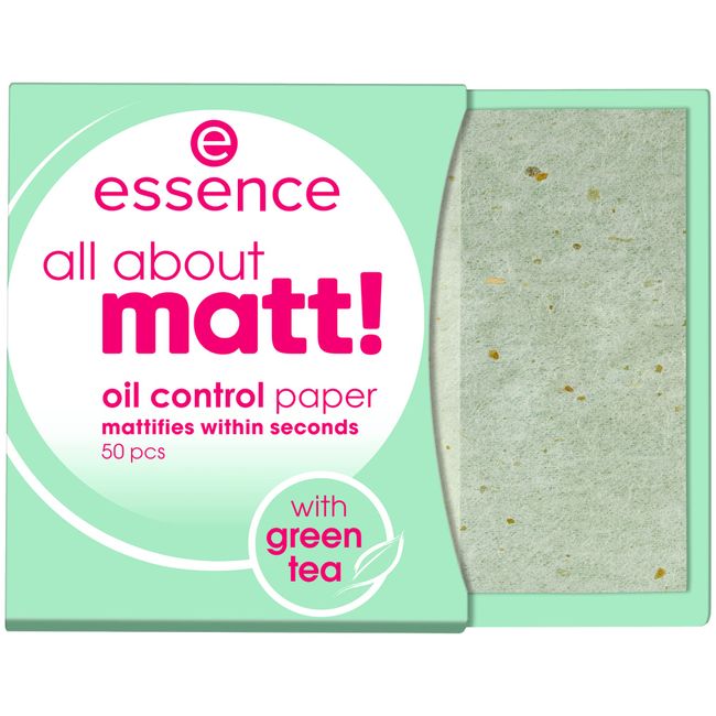 essence cosmetics all about matt! oil control paper with green tea, sebum, 50pcs