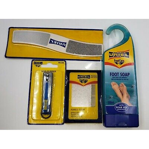 URIEL FOOTCARE LOT INCLUDES: NAIL CLIPPER, PUMICE STONE, FOOT FILE, FOOT SOAP