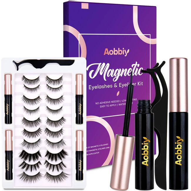Magnetic Eyeliner And Eyelashes Kit - 10 Pairs - High Grade Design - Easy-to-Use - No Glue Needed