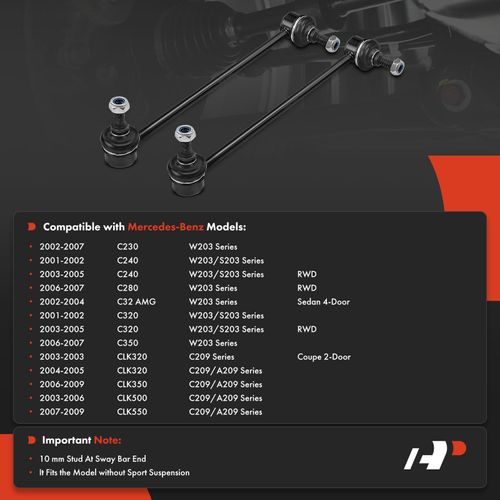 A-Premium 2 x Front Sway Bar Links Stabilizer Bar Links, Compatible with Mercedes-Benz C230 C240 C280 C320 C350 & CLK320 CLK350 CLK500 CLK550, RWD Only