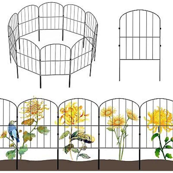 Decorative Garden Fence 10 Pack Garden Metal Fence Panel Border for Yard Decor