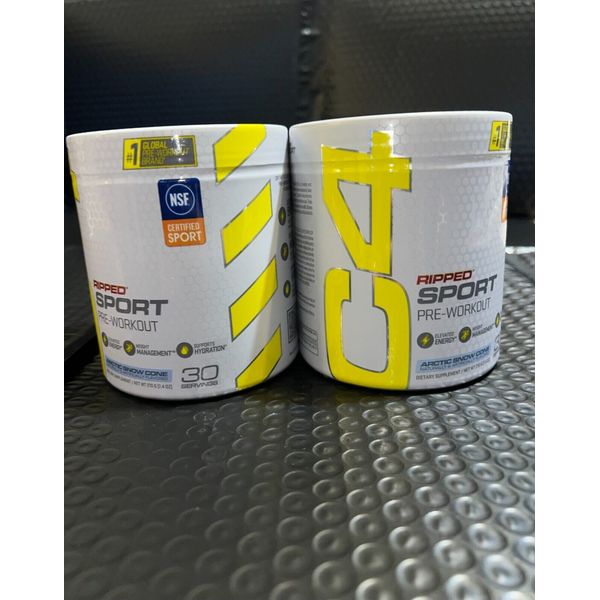 2 pack C4 Ripped Super Sport Pre-workout ARTIC SNOW CONE, 30 servings - Exp 1/26