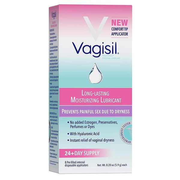 Vagisil Prohydrate Internal Vaginal Moisturizer, Gel & Lubricant for Women, Gynecologist Tested, 8 Count, Pack of 1 (8 Total Applicators)