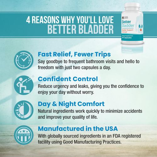 Better Bladder Control Supplement for Women & Men – Bladder Support Supplement to Help Reduce Urinary Leaks, Frequency & Urgency - 60 Count (1 Bottle)