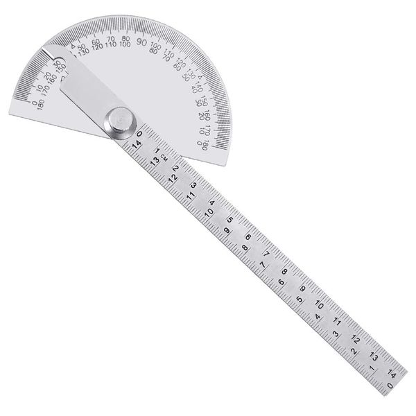 PERFETSELL Protractor Stainless Steel 180 Degree Protractor Angle Gauges Arm Measuring Ruler Tool Engineer Protractor Gauge with 140mm Ruler, Universal Angle Ruler for Painting Drawing Measuring