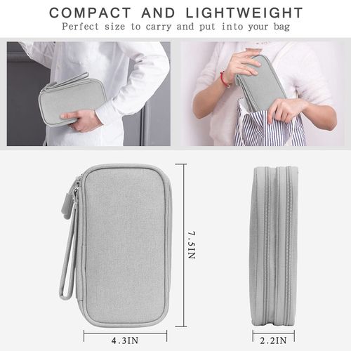 Skycase Electronic Organizer Travel Case - Waterproof Travel Cord Pouches for Organization, Cable Organizer, All-in-One Double Layers Storage Bag for Accessories, Charger, Cable, Grey-1