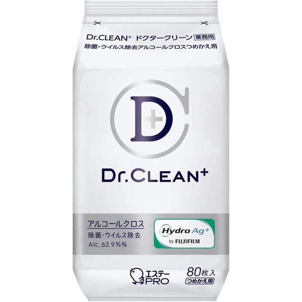 Dr. Clean+ Este PRO Professional Disinfecting Virus Removal Alcohol Cloth (Once a Day / Lasts 24 Hours), Refill 80 Pieces