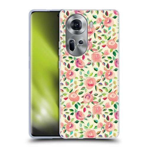 Head Case Designs Officially Licensed Micklyn Le Feuvre Pastel Roses in Blush Pink and Cream Florals 2 Soft Gel Case Compatible with Oppo Reno11