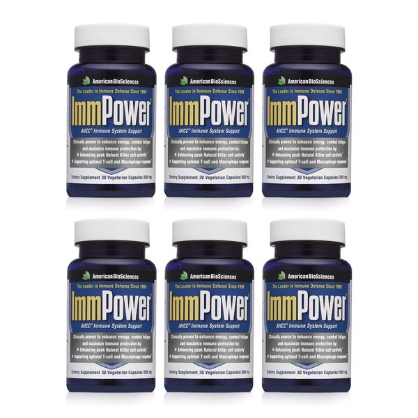 American BioSciences ImmPower AHCC Supplement 6-Pack, Enhanced Immune Support, Natural Killer Cell Activity and Cytokine Production, 30 Vegetarian Capsules, 500 milligrams per Capsule