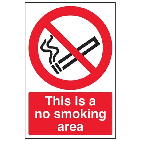 Prohibition No Smoking - This Is A No Smoking Area - 150 X 200mm Restickable Safety Sign