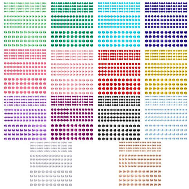 Glitzersteine Selbstklebend, Selbstklebend Strasssteine Schmucksteine Glitzer Basteln zum Gesicht Makeup für Fingernagel Glitzer Steine Aufkleben Gesicht Festival Zubehör, 2408 Stück,14 Blätter