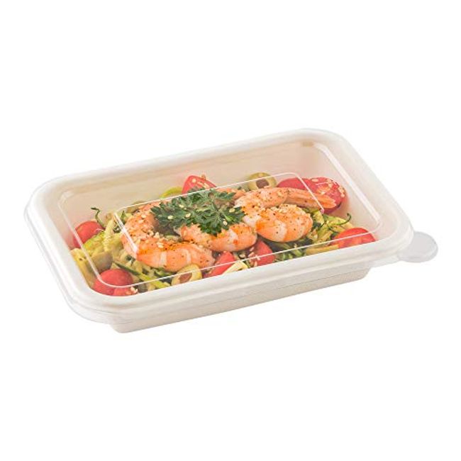 Pulp Tek Rectangle Natural Sugarcane / Bagasse Lid - Fits Catering  Container - 100 count box