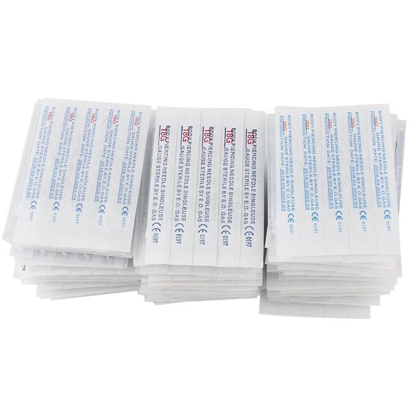 100PCS body Piercing Needles Mixed 8G 12G 13G 14G 15G 16G 17G 18G 20G Sterile Disposable Body Piercing Needles Ear Nose Navel Nipple