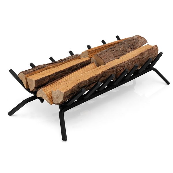 31" Fireplace Grate Heavy-Duty Iron Firewood Burning Rack V-Shaped Log Holder