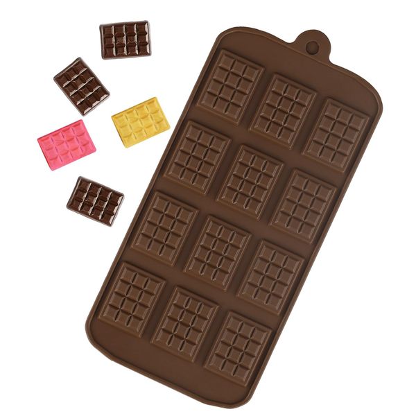 Small Silicone Chocolate Bar Mould, Mini Chocolate Bar Moulds, Candy Chocolate Making Mold, 12-Cavity Small Break Apart Chocolate Molds Non-Stick Reusable DIY Baking Molds Candy Bar Moulds