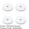 4 Pack - Round Kitchen Door Knob Backplate - Polished Chrome 35mm Diameter Circular Plate