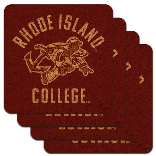 Rhode Island College Anchormen Logo Low Profile Novelty Cork Coaster Set