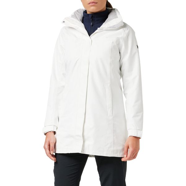 Helly-Hansen Women's Aden Waterproof Breathable Hooded Long Rain Jacket, White, Medium