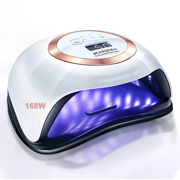 UV LED Gel Nail Lamp 168W Gel Polish Dryer Lamp 4 Timer Setting 42 LED Beads Auto Sensor UV Light Gel Curing Nail Lamp for Nails